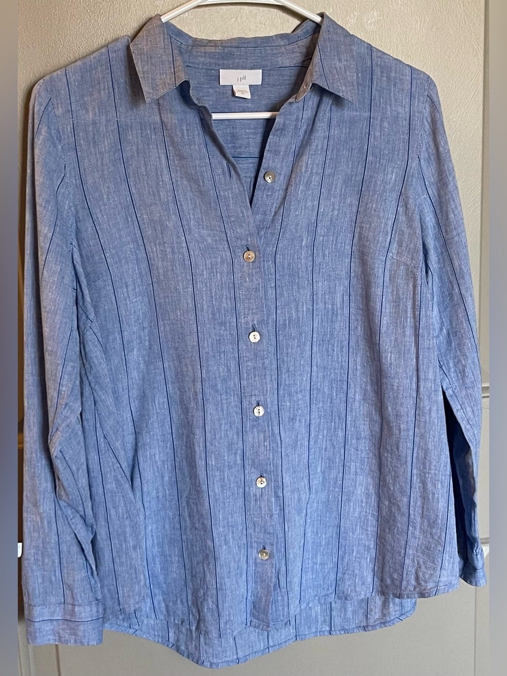 J.Jill Long Sleeve Button Down Linen Blend Top XS